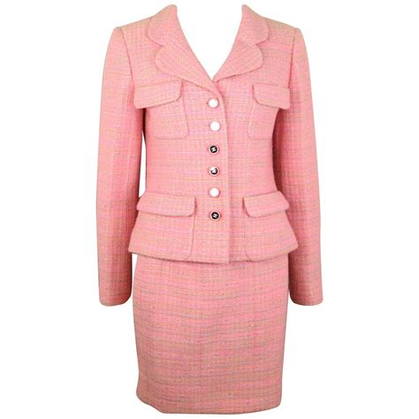 chanel set top and skirt|pink tweed skirt suit chanel.